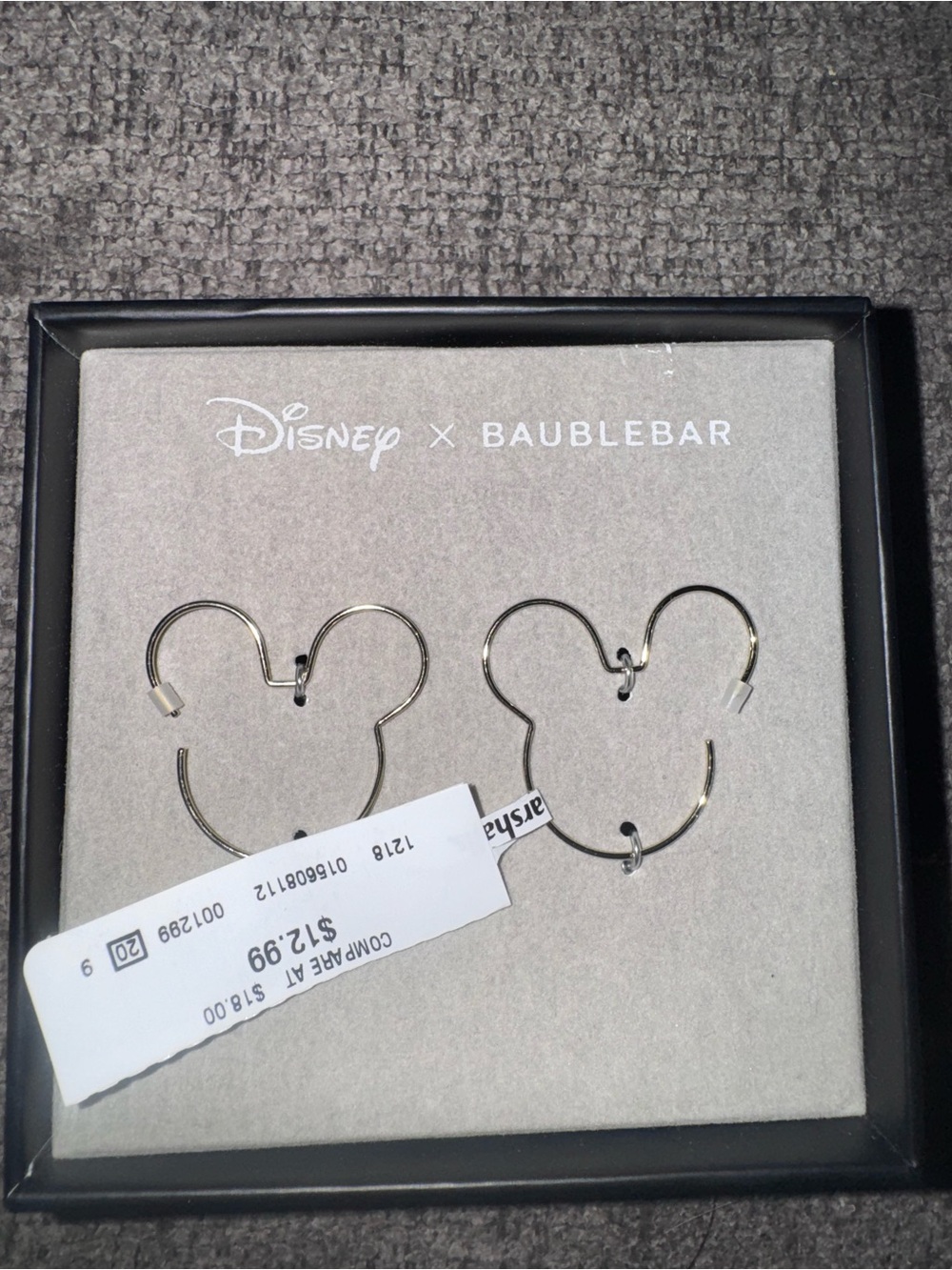Disney x BaubleBar Gold Mickey Mouse Outline Hoop Earrings NWT